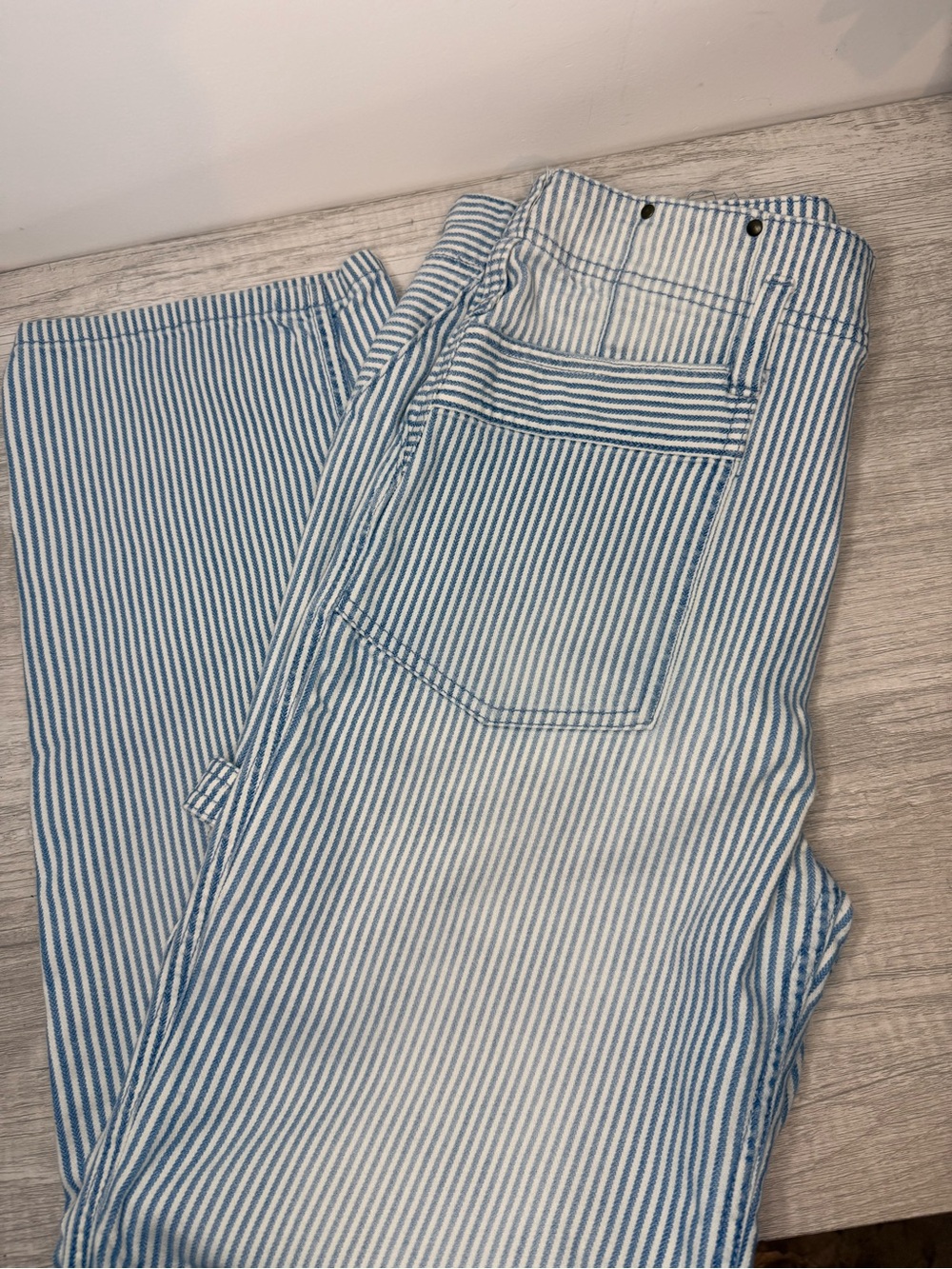 Anthropologie Pilcro Striped High-Rise Utility Patch Pocket Crop Jeans Size 28 - Picture 9 of 10